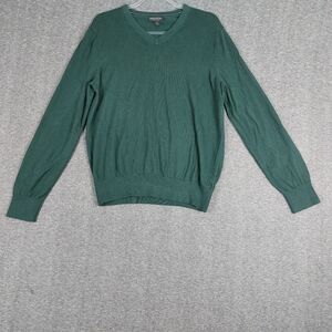 BANANA REPUBLIC MENS CHRISTMAS GREEN LUXURY BLEND LONG SLEEVE VNECK SWEATER SZ L